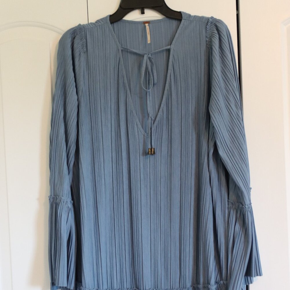 Free People Light Blue Pleated Mini Dress